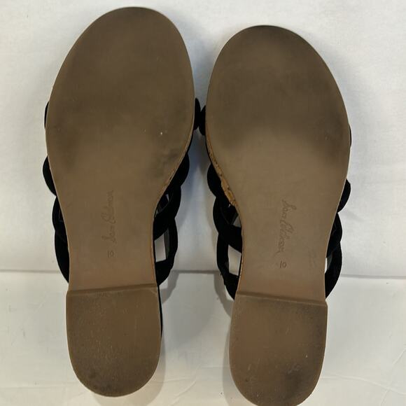 Sam Edelman Yuki Black Suede Cork Platform Wedge Sandals Puffy Straps Size 10 - Picture 7 of 8